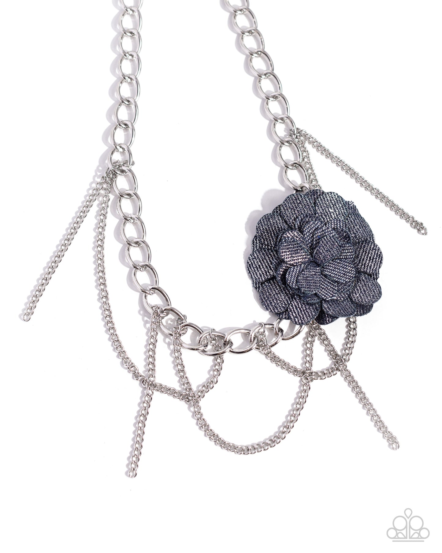 Deconstructed Denim - Blue - Paparazzi Necklace and Dauntless Denim Blue Earrings Set
