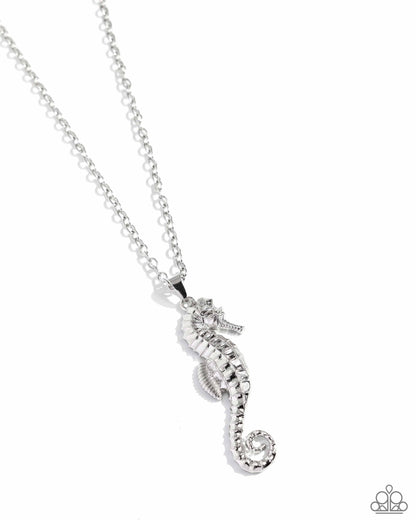 Sparkling Seahorse - Silver Necklace and Seahorse Sheen - Silver Earrings Paparazzi Set