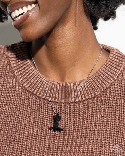 Boot Scootin Bravado - Black - Necklace, Rodeo Royalty Black Earrings and Western Waltz Black Bracelet Sets