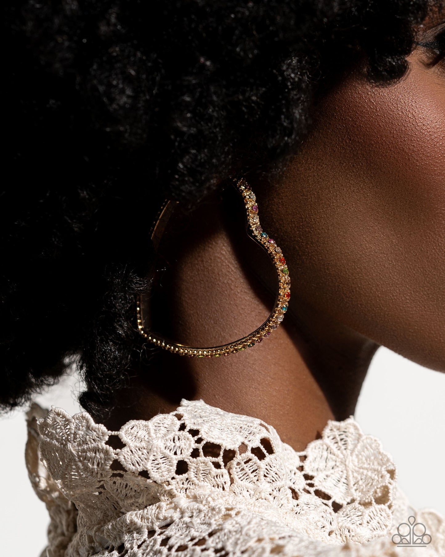 Halftime Hearts - Gold/Multi - Paparazzi Earrings