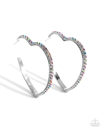 Halftime Hearts - Silver/Multi - Paparazzi Earrings