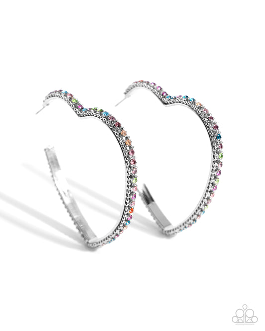 Halftime Hearts - Silver/Multi - Paparazzi Earrings