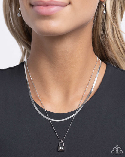 Padlock Possession - Silver - Paparazzi Necklace