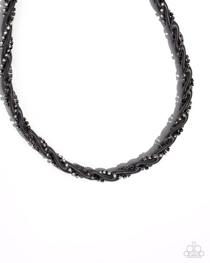 Candid Coils - Black Necklace and Coiled Champion Black Bracelet Set