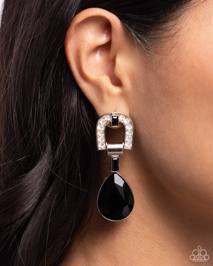 In ARCHING Order - Black - Paparazzi Earrings