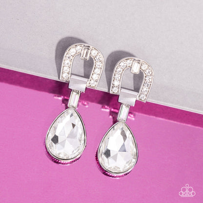 In ARCHING Order - White - Paparazzi Earrings