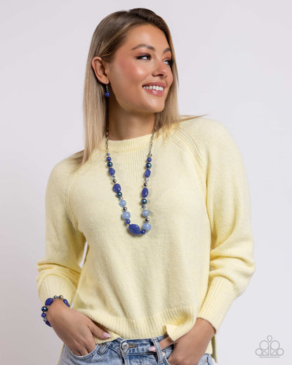 Beaded Blessing - Blue and Beaded Backing Bracelet Set