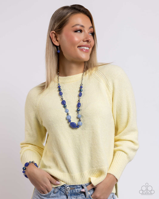 Beaded Blessing - Blue and Beaded Backing Bracelet Set