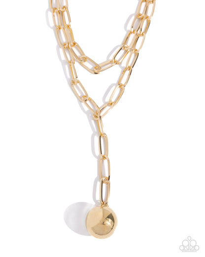Balancing Ball - Gold - Paparazzi Necklace