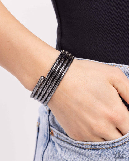 Coiled Command - Black - Paparazzi Bracelet