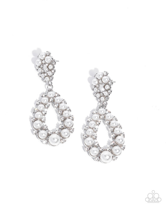 Dapper Debut - White - Paparazzi Earrings
