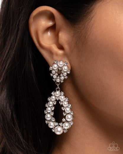 Dapper Debut - White - Paparazzi Earrings