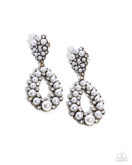 Dapper Debut - Brass - Paparazzi Earrings