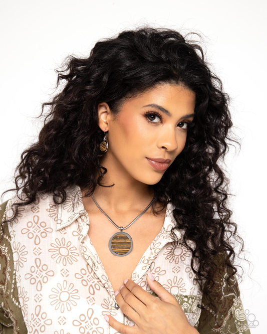 Pendant Puzzle - Brown Necklace and Pendant Paradox - Brown Earrings