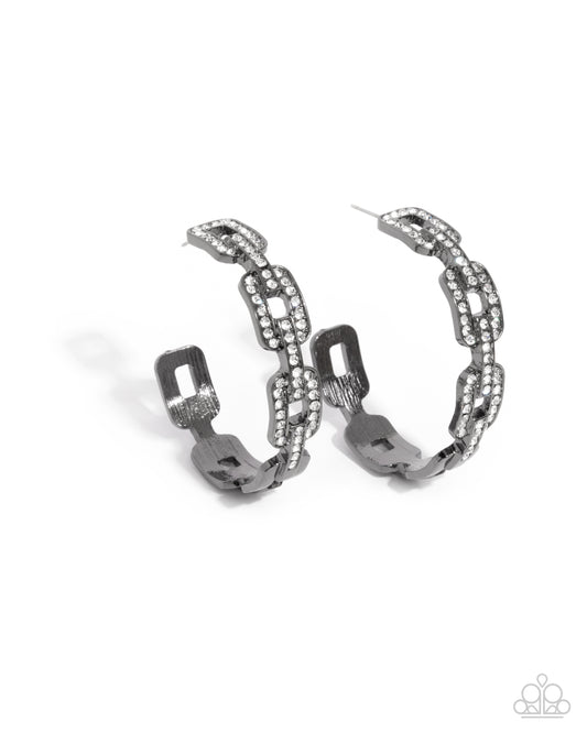 Downtown Decadence - Black - Paparazzi Earrings
