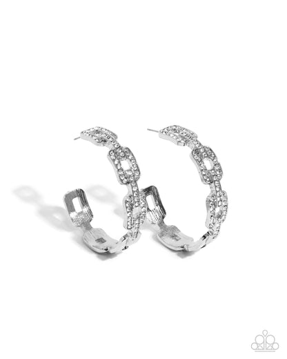 Downtown Decadence - White - Paparazzi Earrings