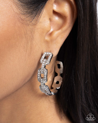 Downtown Decadence - White - Paparazzi Earrings
