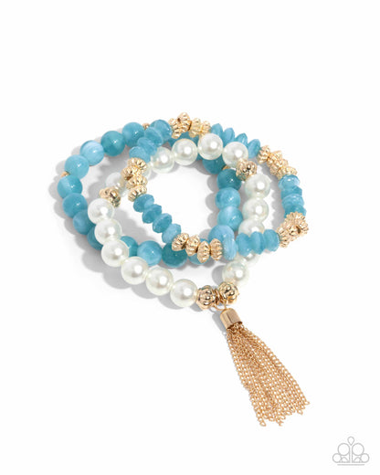 Marbled Mirage - Blue Bracelet and Marbled Masterpiece - Blue Earrings Set