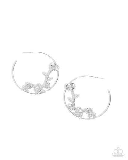 Blooming Benefit - Silver - Paparazzi Earrings