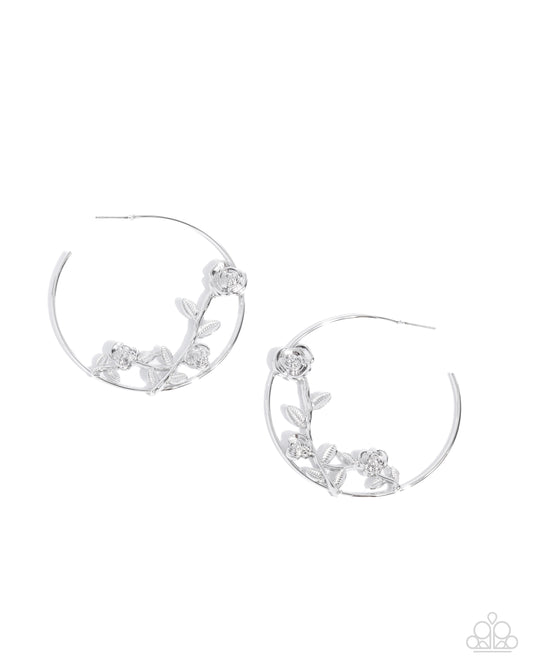 Blooming Benefit - Silver - Paparazzi Earrings