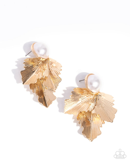 Mermaid Memorate - Gold - Paparazzi Earrings