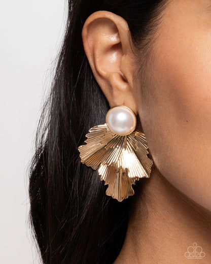 Mermaid Memorate - Gold - Paparazzi Earrings