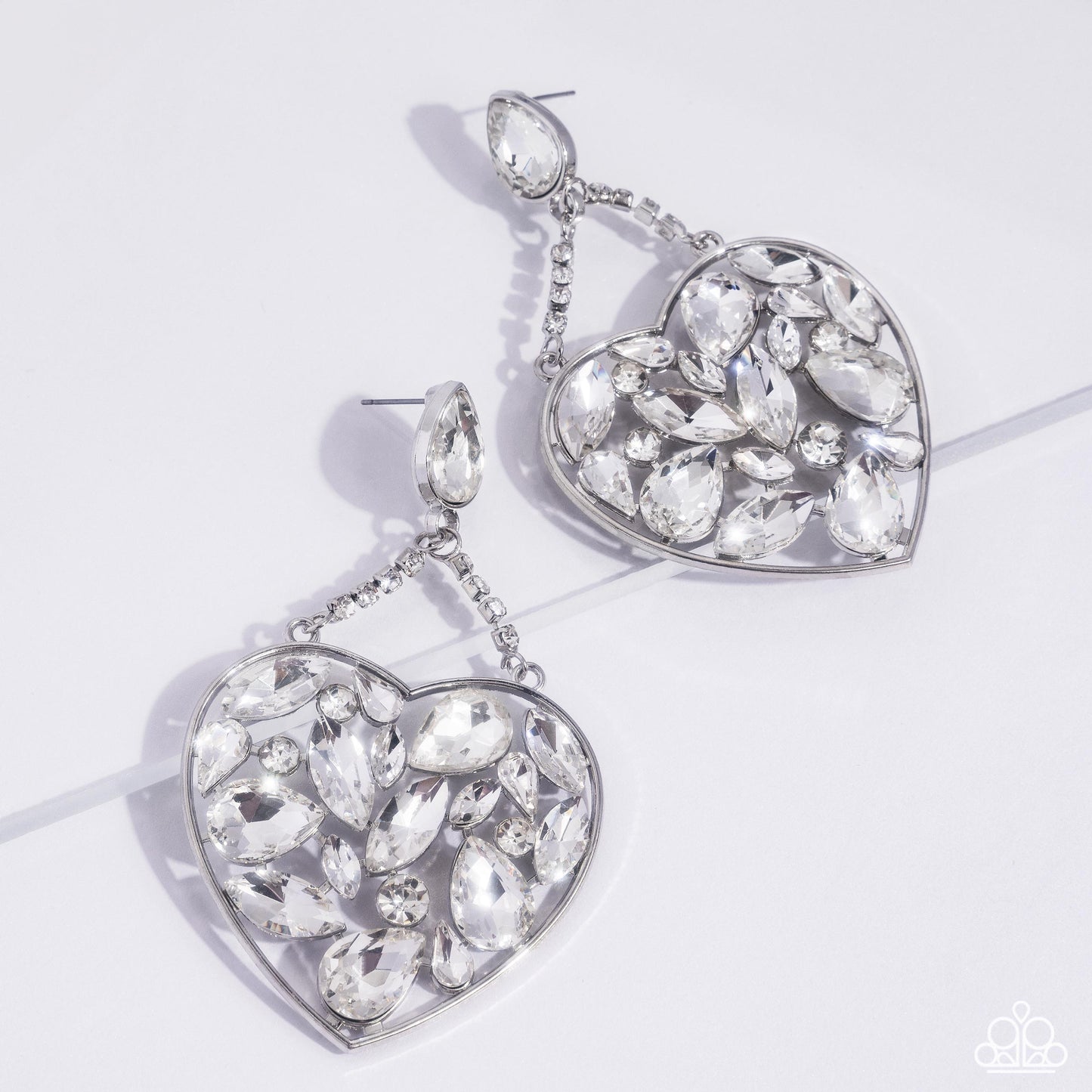 Glittery Gait - White - Paparazzi Earrings