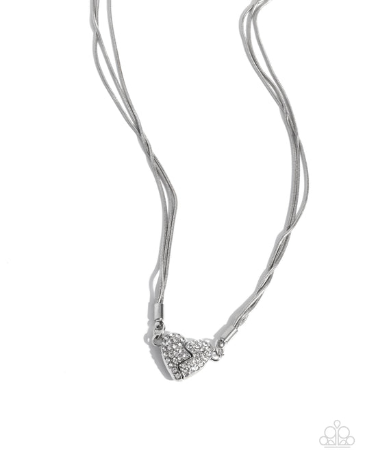 Heartbroken Bling - White - Paparazzi Necklace