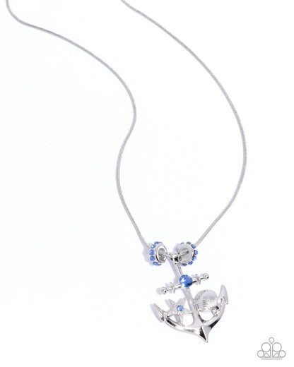 Anchored Accent - Blue - Paparazzi Necklace