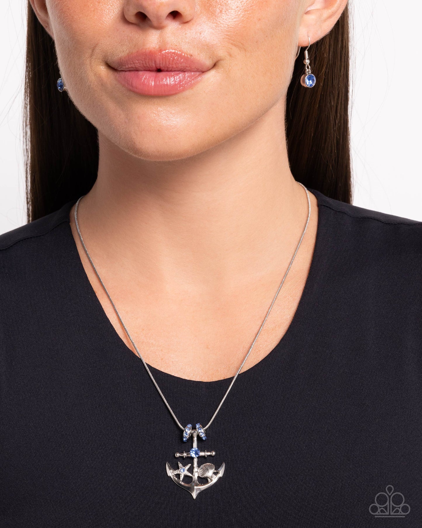 Anchored Accent - Blue - Paparazzi Necklace