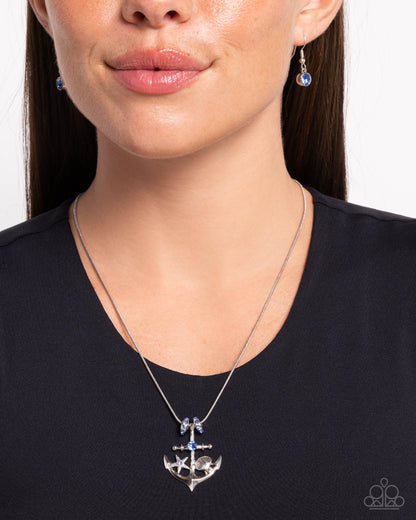 Anchored Accent - Blue - Paparazzi Necklace