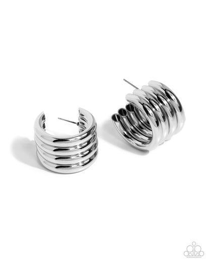 Continuous Construction - Silver - Paparazzi Earrings