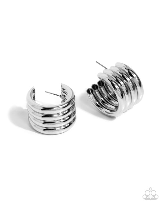 Continuous Construction - Silver - Paparazzi Earrings