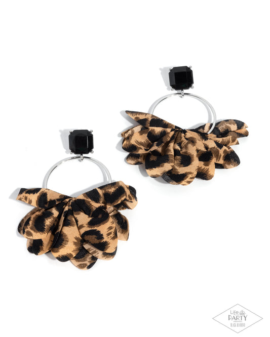Charming Cheetah - Black - Paparazzi Earrings