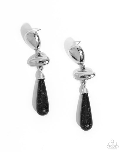 Leisure Time - Black - Paparazzi Post Earrings