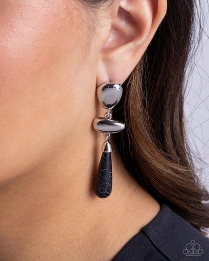 Leisure Time - Black - Paparazzi Post Earrings