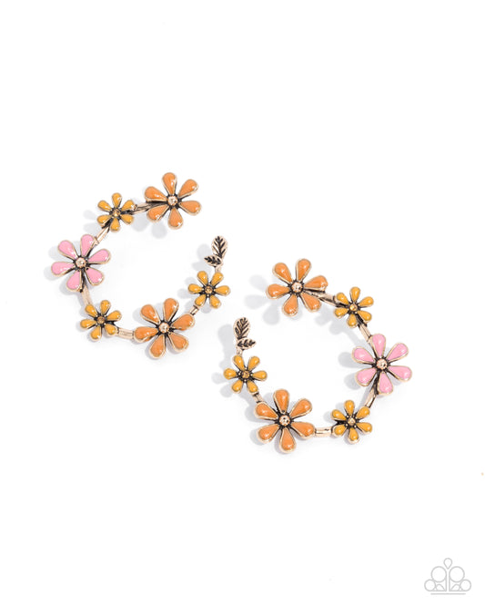 Wreathed Welcome - Gold - Paparazzi Earrings