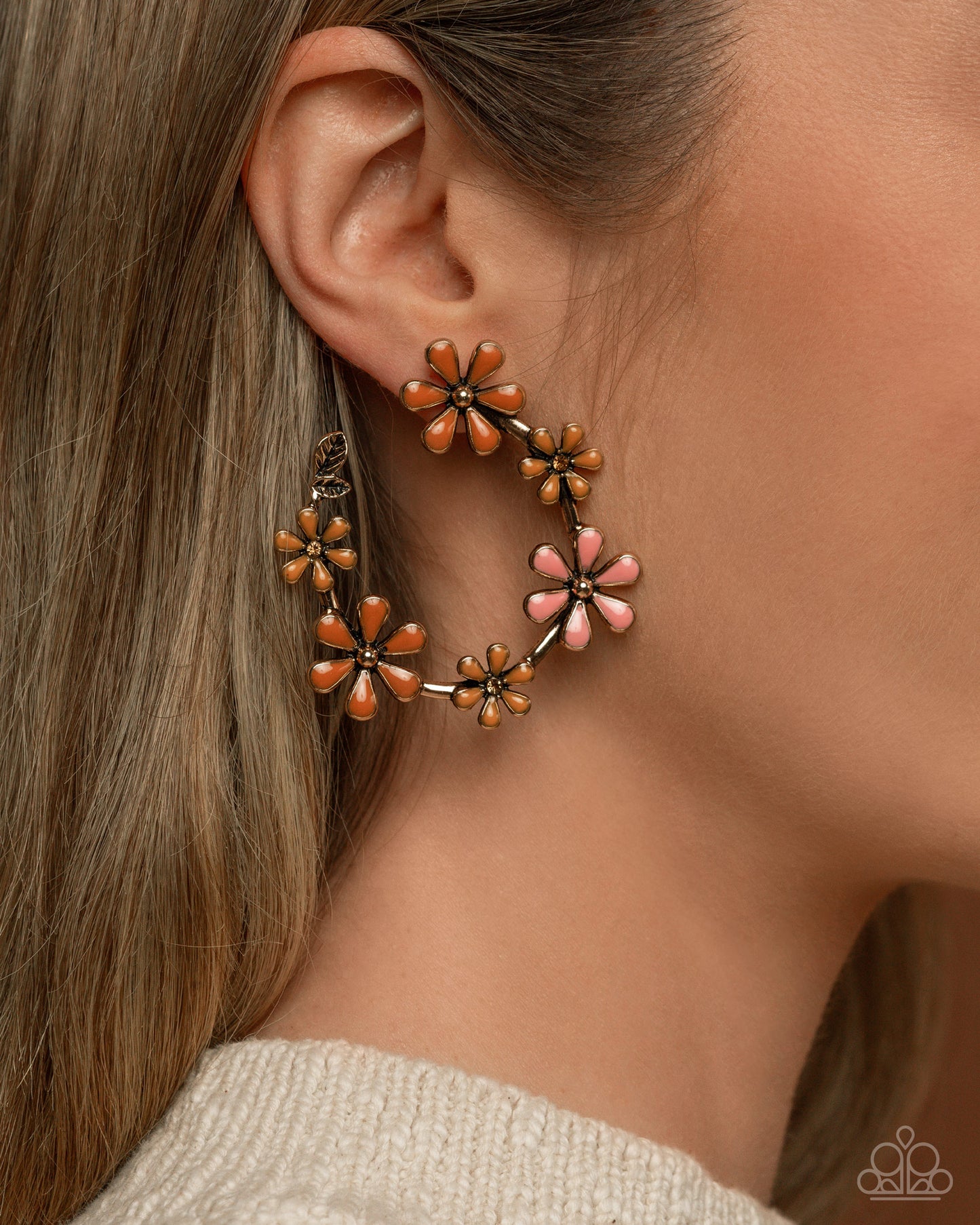Wreathed Welcome - Gold - Paparazzi Earrings