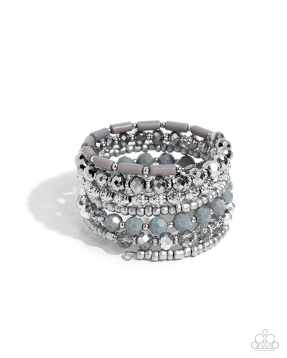 Stacked Surprise - Silver - Paparazzi Bracelet