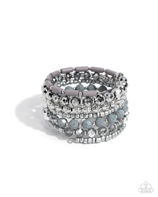 Stacked Surprise - Silver - Paparazzi Bracelet