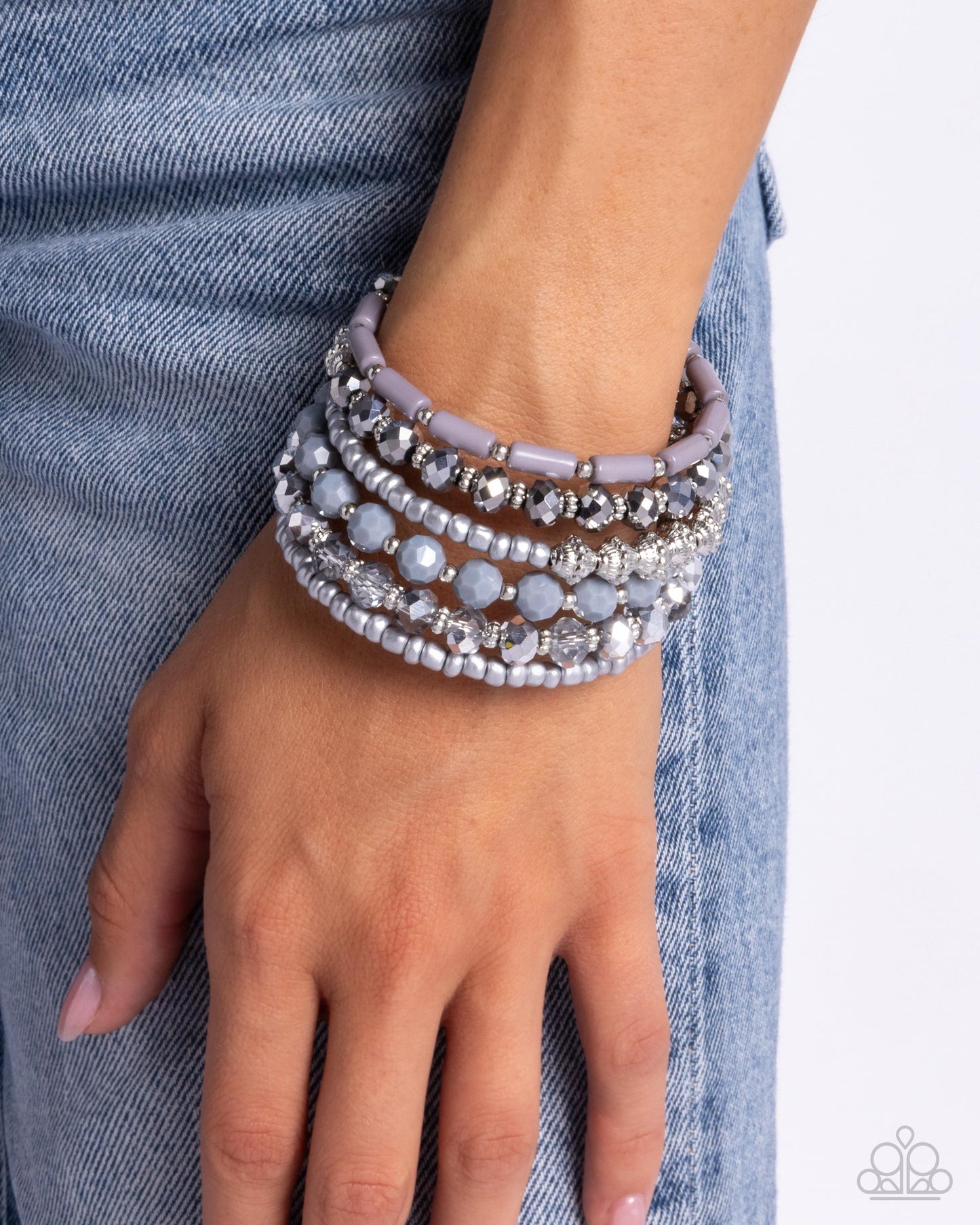 Stacked Surprise - Silver - Paparazzi Bracelet