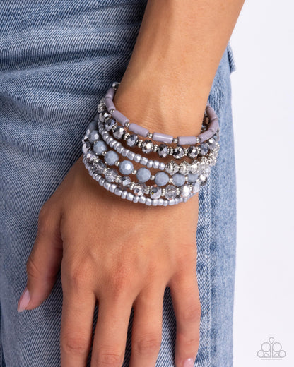 Stacked Surprise - Silver - Paparazzi Bracelet
