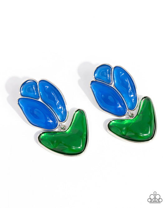 Tulip Triumph - Blue - Paparazzi Earrings