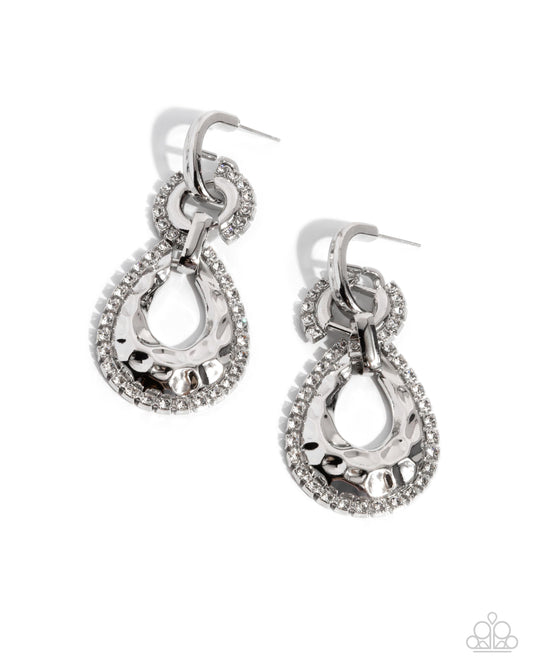 Hammered Highway - White - Paparazzi Earrings