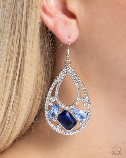 Teardrop Trifecta - Blue - Paparazzi Earrings