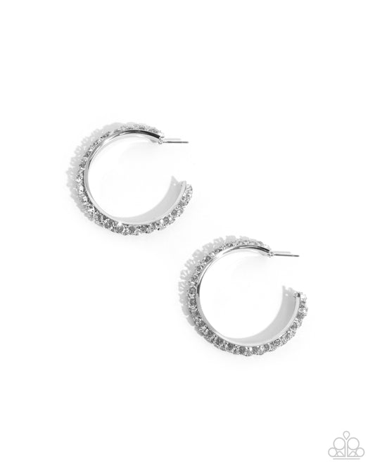 Glowing Garland - White - Paparazzi Earrings