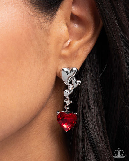 Valentines Vaudeville - Red - Paparazzi Earrings