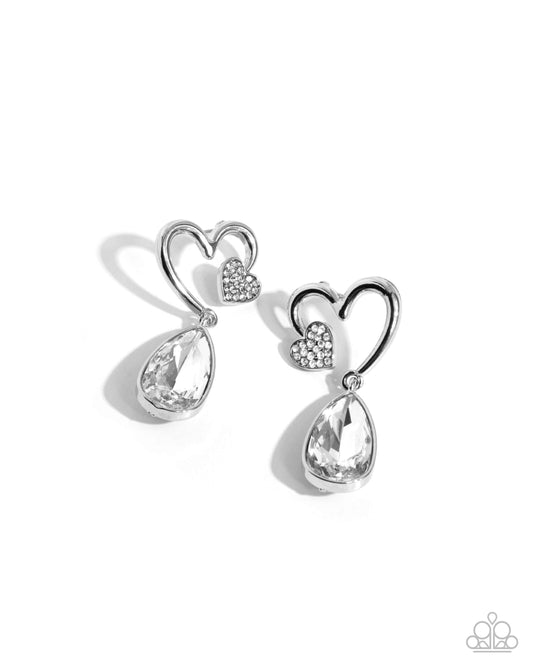 Coupling Up - White - Paparazzi Earrings