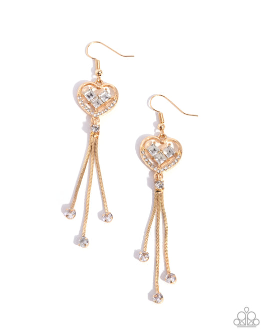 Cascading Character - Gold - Paparazzi Earrings