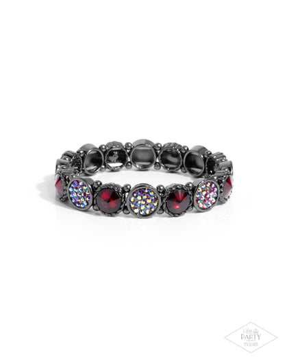 Timelessly Twinkling - Red - Paparazzi Necklace and Take A Moment To Reflect Red Bracelet